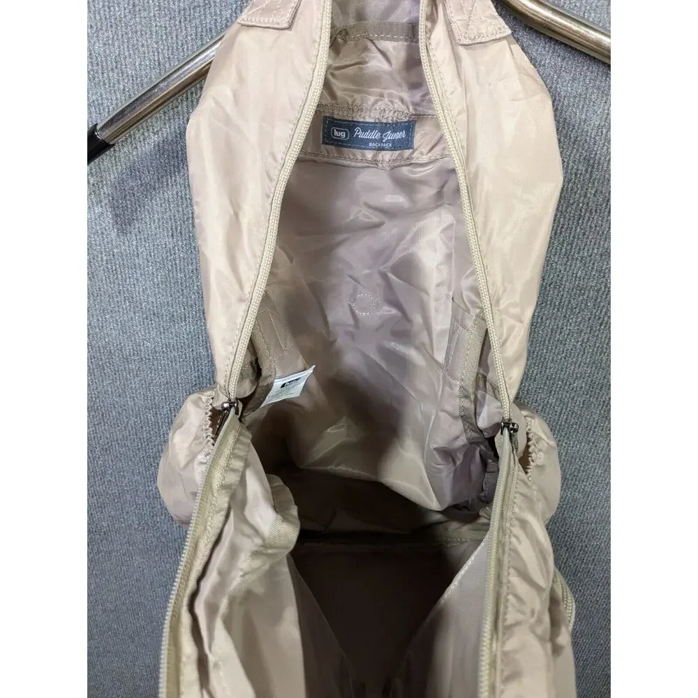 Lug Puddle Jumper Back Pack Womens Pockets Zip Nylon Solid Tan
